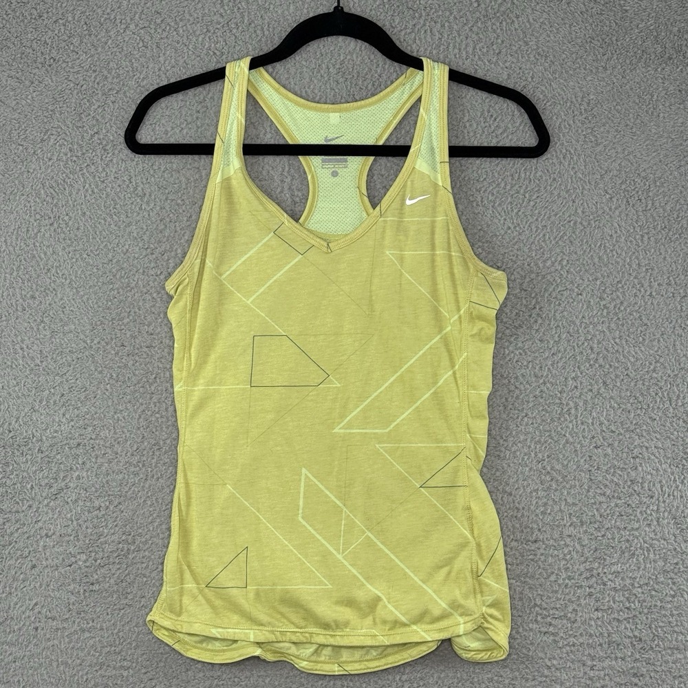 Nike Dri Fit Sports Tank Top Womens Size Small Geometric Lime Green Lightweight